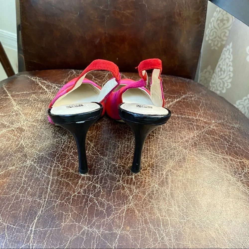 ANNE KLEIN red pink suede leather sling back 8